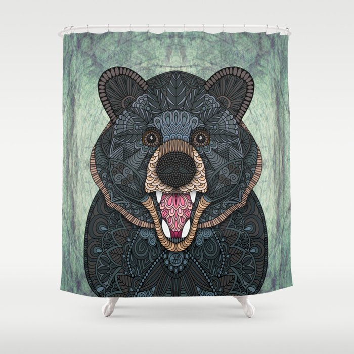 Ornate Black Bear Shower Curtain by ArtLovePassion Society6