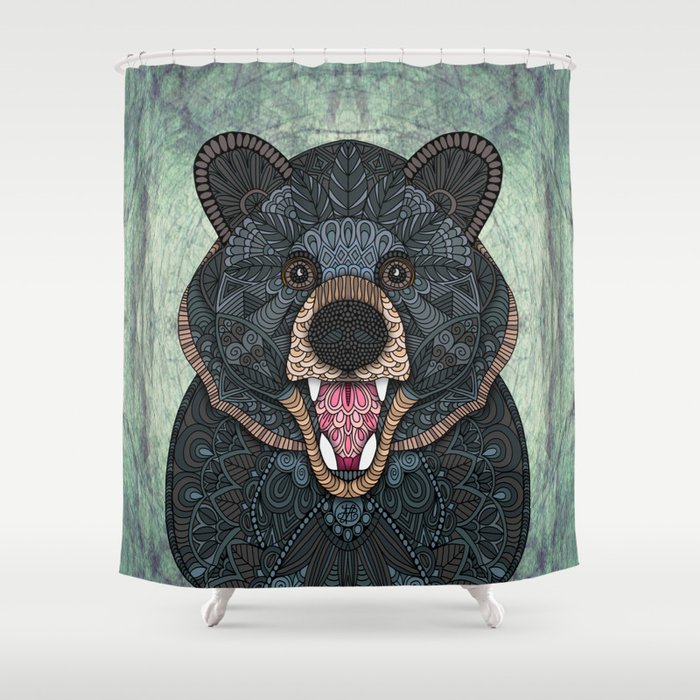Ornate Black Bear Shower Curtain