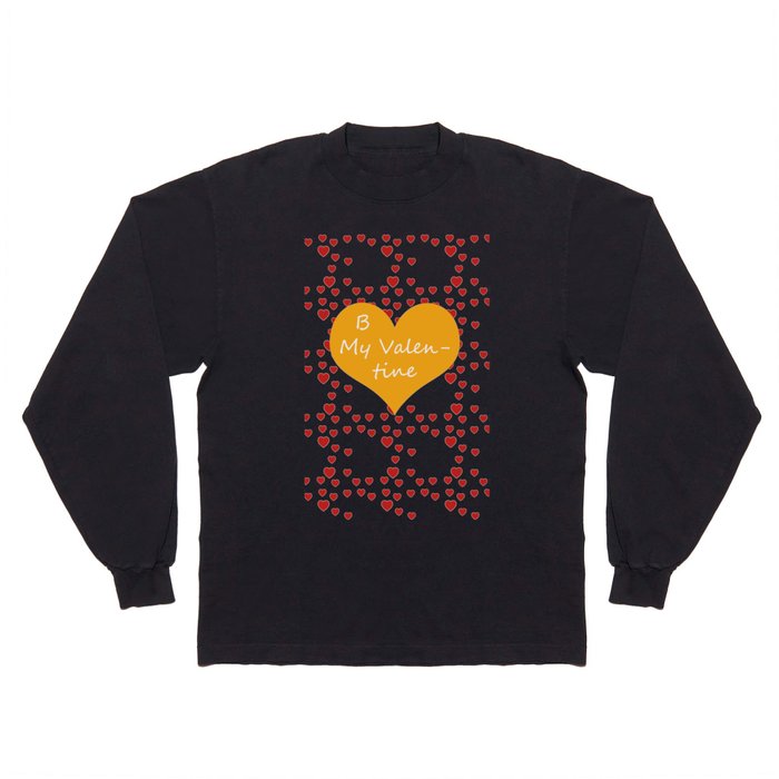 Bright ruby red fancy abstract love style pattern with fine golden hearts and bubbles Long Sleeve T Shirt