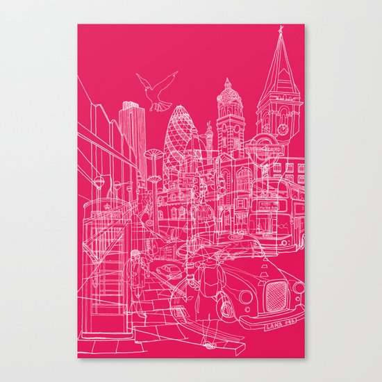 London! Hot Pink Canvas Print