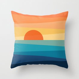 Abstract geometric sunrise Throw Pillow