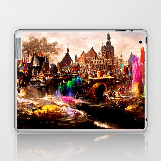 Medieval Town in a Fantasy Colorful World Laptop & iPad Skin