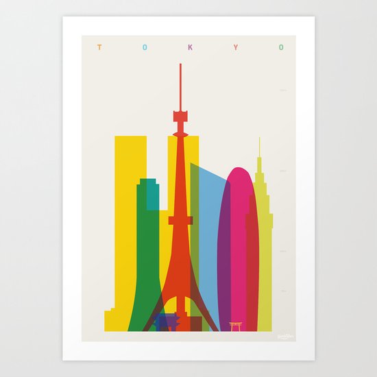 Shapes of Tokyo. Accurate to scale. Art Print