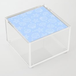 Seashell Pattern (white/sky blue) Acrylic Box