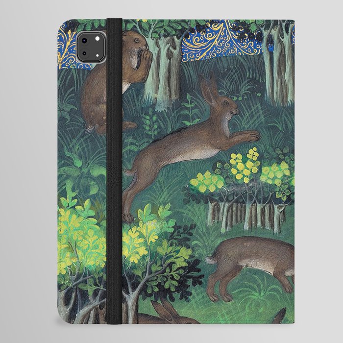 Livre de chasse Medieval Hunting Manuscript Rabbits Gaston Phoebus iPad Folio Case