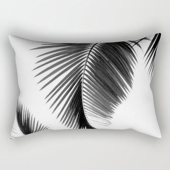 Black and white Leafs Rectangular Pillow