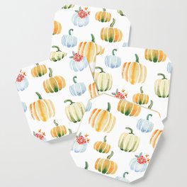 Modern Pumpkins In Watercolor Pattern and Wall Art Coaster