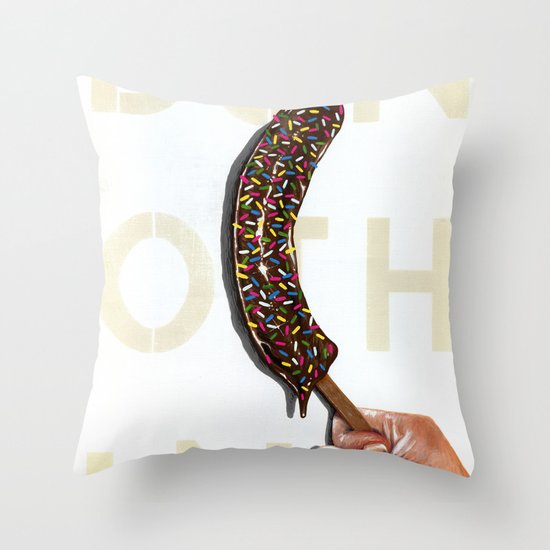 DO NOTHING Frozen Banana with sprinkles Throw Pillow