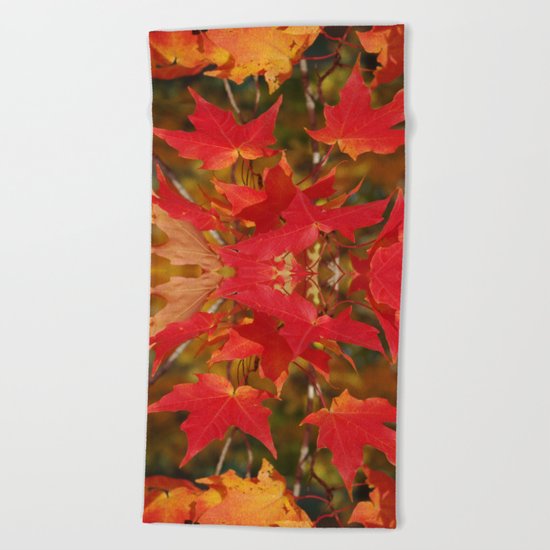 Fiery Autumn Maple Leaves 4966 Beach Towel
