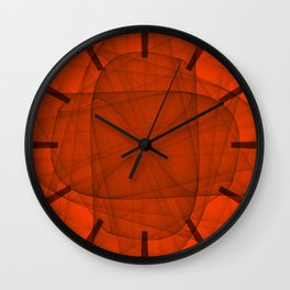 Fractal Eternal Rounded Cross in Red Wall Clock
