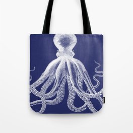Octopus | Vintage Octopus | Tentacles | Navy Blue and White | Tote Bag
