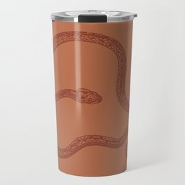 Snake Woodcut - Orange Travel Mug