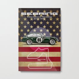 Sebring MGB GT Vintage Metal Print | Montlhery, Raceway, Speed, Graphicdesign, Racing, Brooklands, Monza, Spafrancorchamps, Racetrack, Driver 