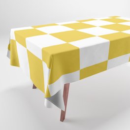 Checkered Pattern Yellow and White Pattern Tablecloth