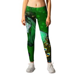 Wonderful fantasy horse with peacock feathers Leggings | Horse, Animal, Painting, Green, Mane, Peacock, Elegance, Feathers, Fantasy, Wild 