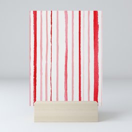 Red Watercolor Stripes and Lines Mini Art Print