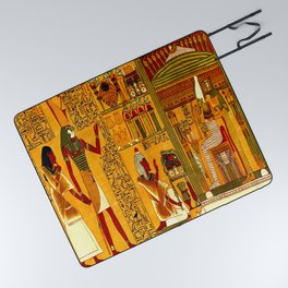 Book of the Dead - The Presentation of Ani to Osiris - Papirus of Ani -Thebes - Egypt - c.1250 BCE - New Kingdom - Dynasty XIX - Ancient Egyptian Hieroglyphic Text with Spells, Prayers, and Incantations - Amazing Oil painting - Picnic Blanket