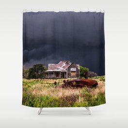 This Old House - Abandoned Home and Cotton Gin in Texas Shower Curtain