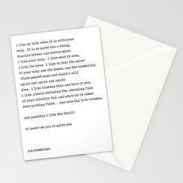 I like my body when it is with your body - E.E. Cummings Poem - Literature - Typewriter Print Stationery Card