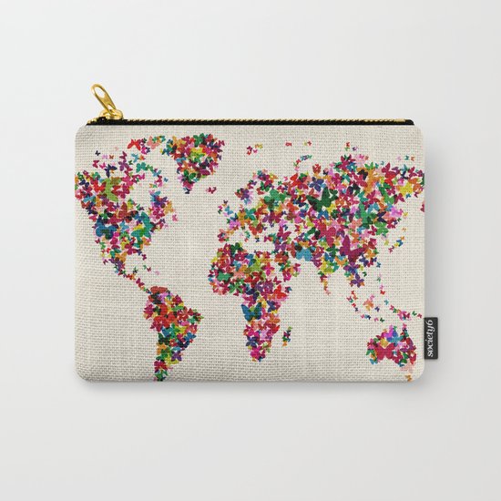 Butterflies Map of the World Map Carry-All Pouch