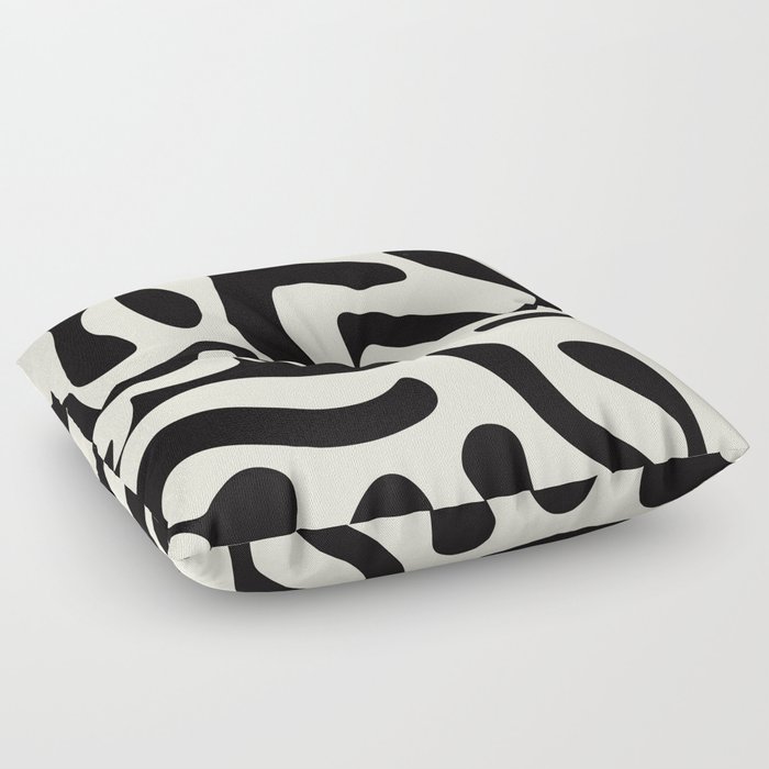 Midcentury Abstract Art - Black and white Floor Pillow