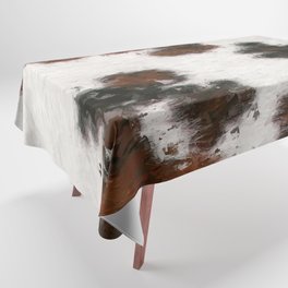 Bohemian Rust Cowhide Patch of Fur Painted with Brushstrokes Tablecloth