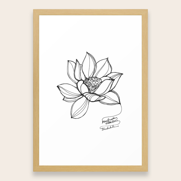 Lotus Flower A Continuous Line Drawing Framed Art Print By Kendrashedenhelm Society6