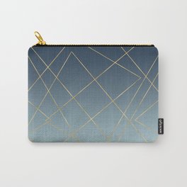 Geometric Gold Lines Blue Gradient Design Carry-All Pouch