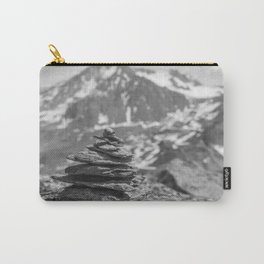 Black and white cairn in the french alps - vintage hiking mountains - landscape and travel photography Carry-All Pouch