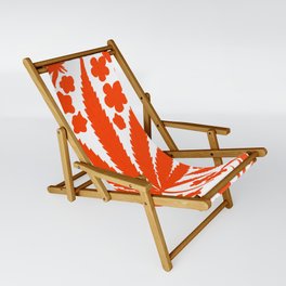 Mid-Century Modern Cannabis And Flowers Red Sling Chair