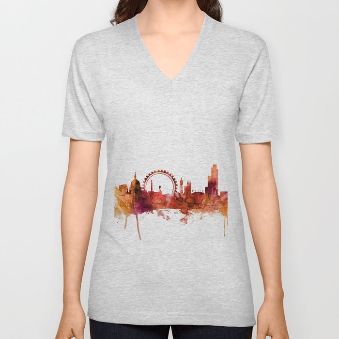 London England Skyline V Neck T Shirt