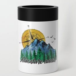 Adventure awaits Camping Graphic Design Can Cooler