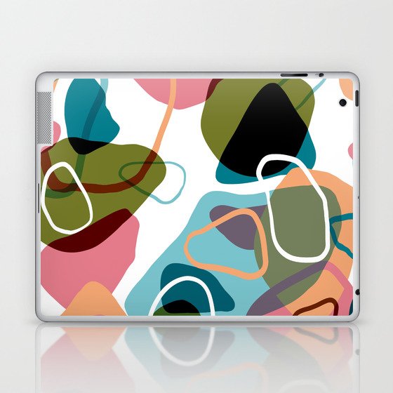 Topographic Terrazzo Atomic Retro Pattern with Olive Green Laptop & iPad Skin