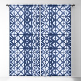 White triangles over indigo blue background tie dye Blackout Curtain