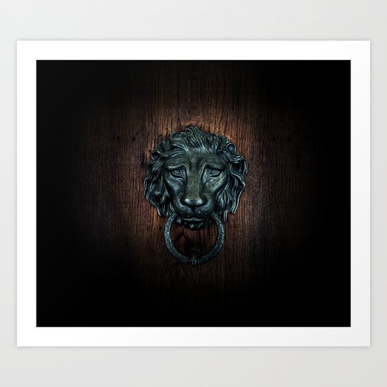 Vintage bronze lion door knocker Art Print