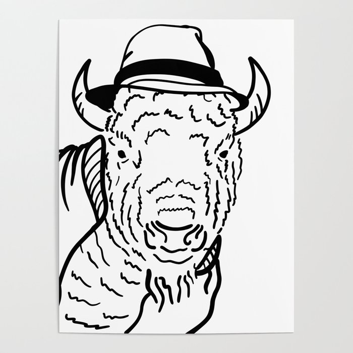 Bennet the Hipster Buffalo - Quirky Poster