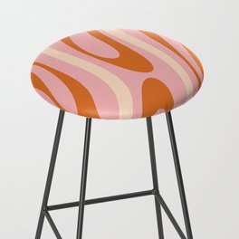 Wavy Loops Abstract Pattern in Retro Blush Pink Orange Cream Bar Stool