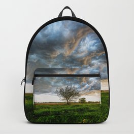 Stormy Day on the Plains - Tree Under Stormy Sky on Spring Day on the Plains of Kansas Backpack | Stormy, Weather, Picture, Kansas, Storm, Color, Sky, Thunderstorm, Spring, Photo 
