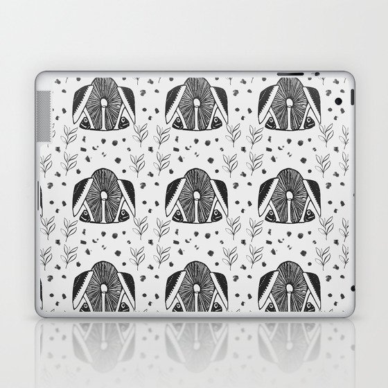 Cottage core Grey Mushroom Polka Dot Pattern-Rustic Pattern Laptop & iPad Skin