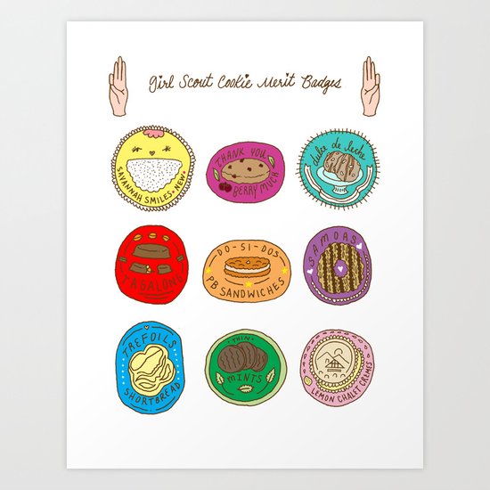 Girl Scout Cookie Merit Badges Art Print
