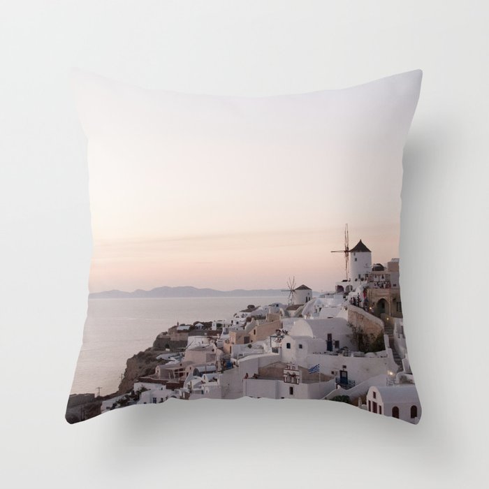Dreamy Santorini Sunset #1 #wall #art #society6 Throw Pillow