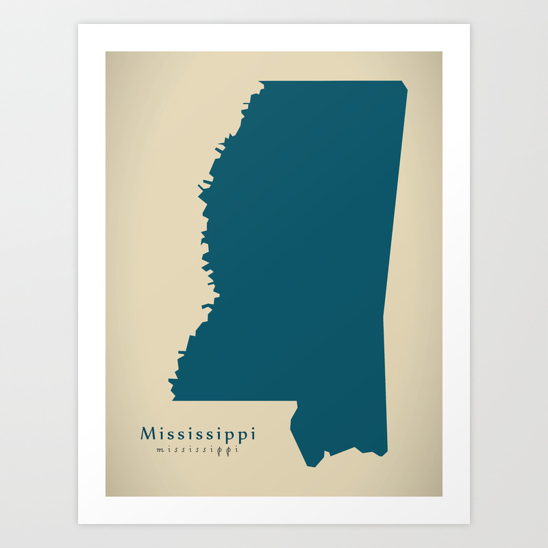 Modern Map Mississippi State Usa Art Print By Ingomenhard Society6