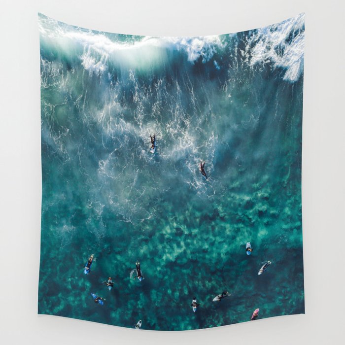 Surfing in the Ocean 2 Wall Tapestry