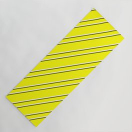 [ Thumbnail: Yellow, Beige & Green Colored Pattern of Stripes Yoga Mat ]