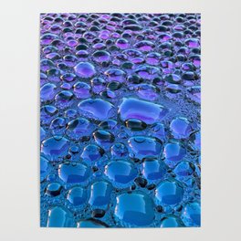 Domes (Blue to purple water droplets on car bonnet) Poster