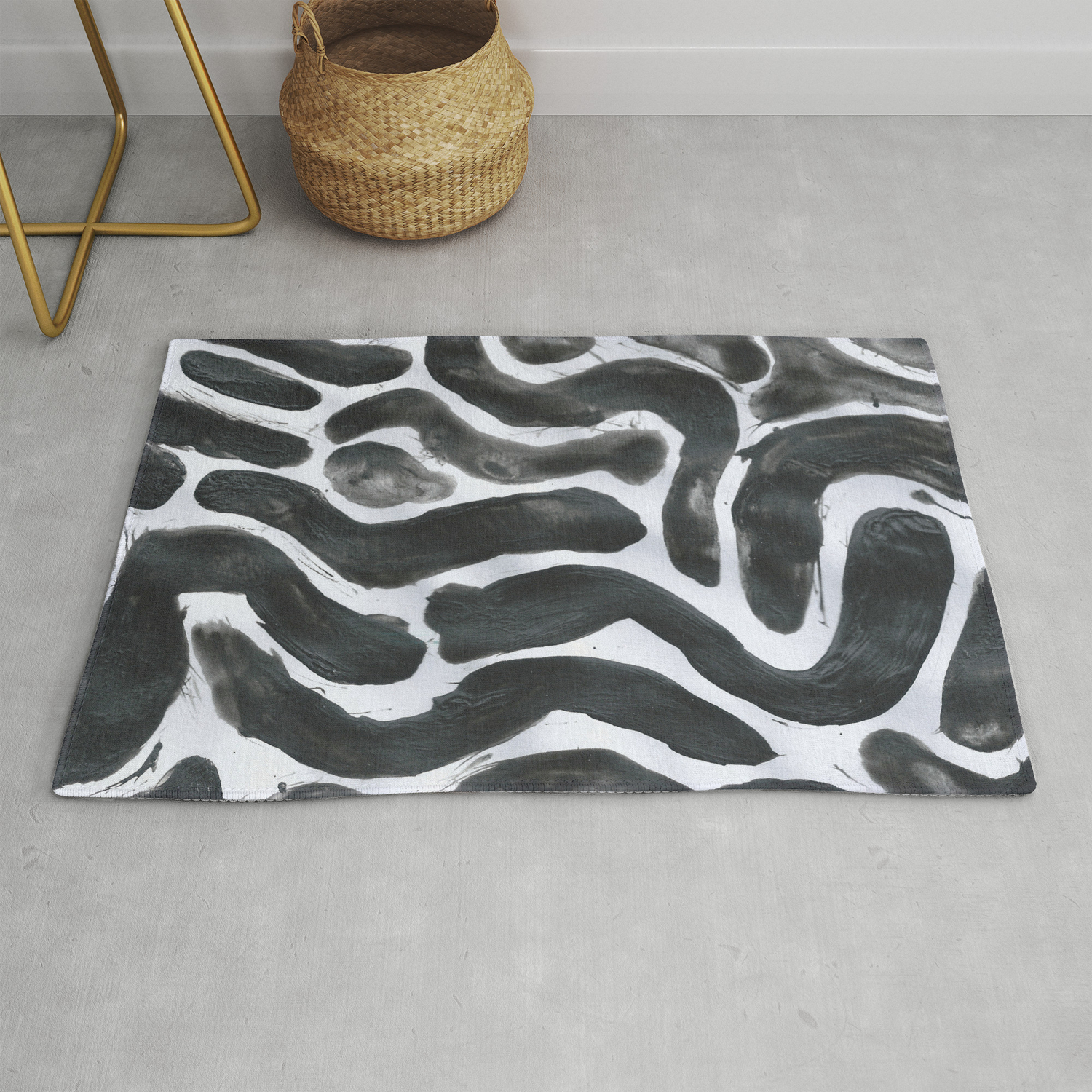 Haring Inspire Abstract Black White Rug By Pasterne Society6