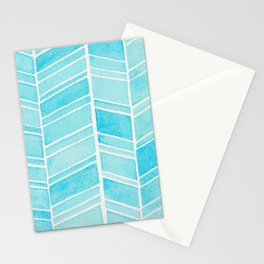 Watercolor Herringbone Blue Pattern Stationery Cards