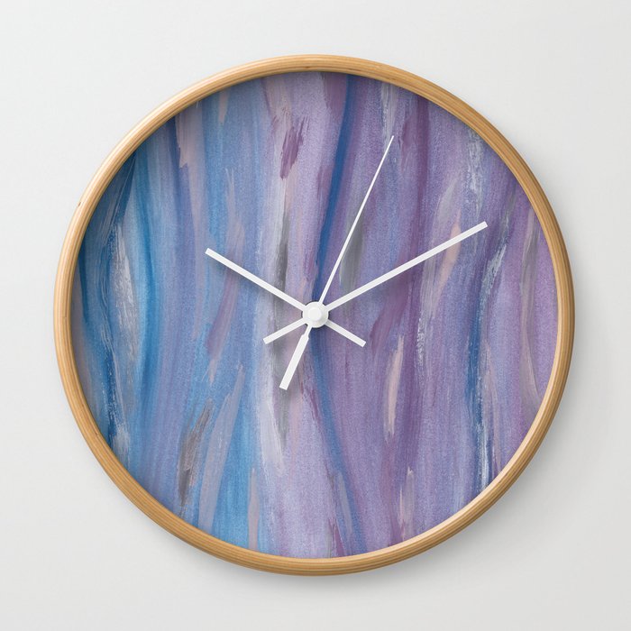 Touching Purple Blue Watercolor Abstract 2 Painting Decor Art Society6 Wall Clock By Anitabellajantz