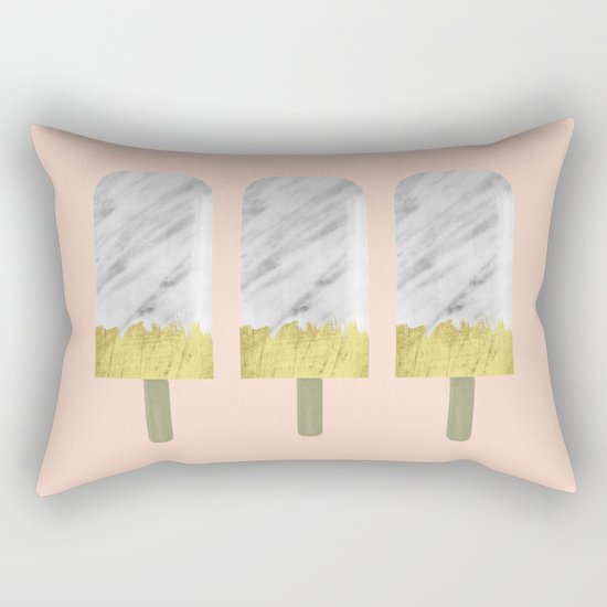 Carrara Italian Marble with Gold Popsicle Rectangular Pillow