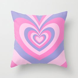 Hypnotic 70s Beating Hearts Pink + Violet Throw Pillow